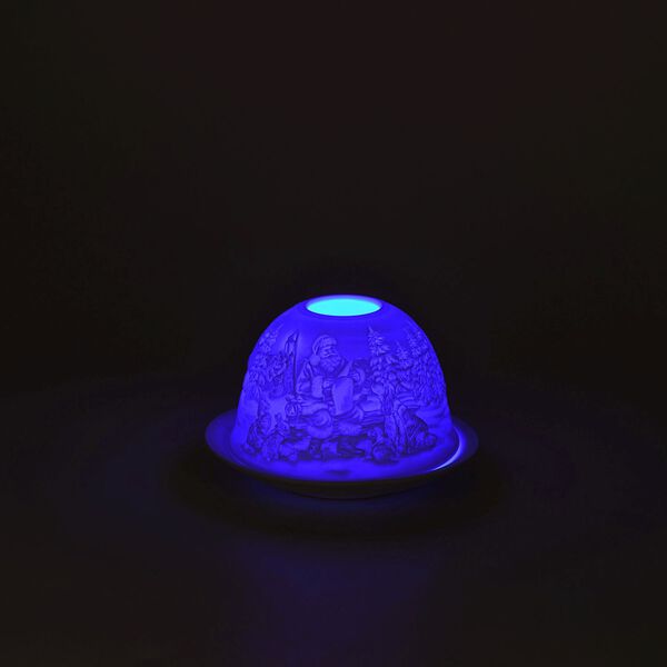 LED-Porzellan-Teelichthalter - Motiv Weihnachtsmann und Schneemann, 13-Farben-LED mit Fernbedienung, Durchmesser 10,5 cm, H&ouml;he 7,5 cm image number 3