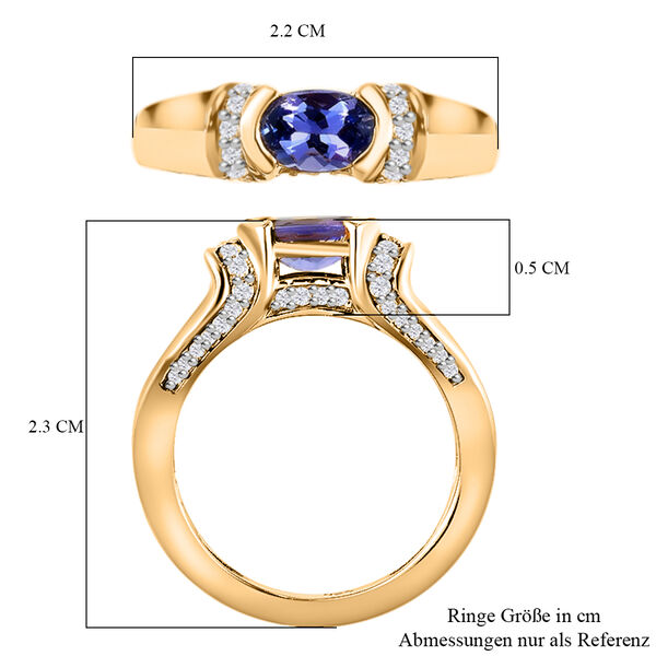 Tansanit und Zirkon Ring 925 Silber vergoldet  ca. 0,99 ct image number 7