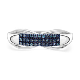 Blauer Diamant Ring, 925 Silber platiniert, (Größe 16.00), ca. 0.15 ct