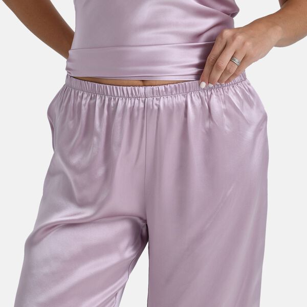 LA MAREY Seidenhose lang aus 100% Maulbeerseide, Lila, M image number 4