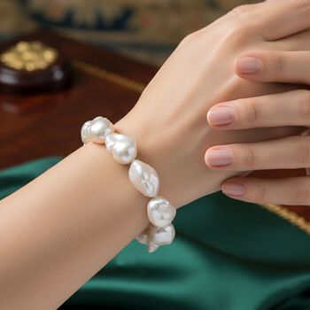 D'Joy wei&szlig;es Barockperle 19+5cm Armband