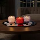 3er Set - Duftkerze Traubenform Schwarzer Granatapfel, Agarholzrose, Französischer Lavendel, Glas 7.5 x 7 cm