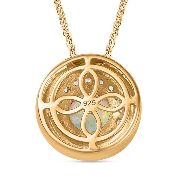 AA Nat&uuml;rlicher, &auml;thiopischer Welo Opal, Wei&szlig;er Zirkon Schmuckset 925 Silber 750 Gelb Vergoldet ca. 0.78 ct image number 4