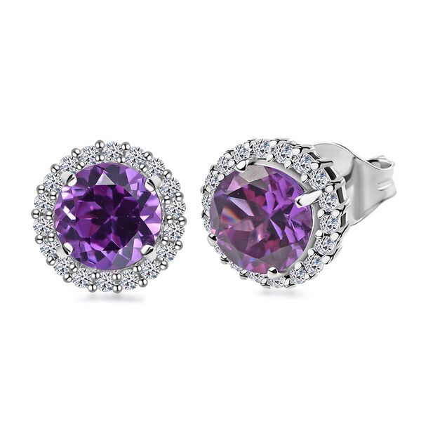 AAA Lab Created Farbwechsel-Saphir, Lab Grown Diamant Ohrringe 417 Gold ca. 4,56 ct. image number 0