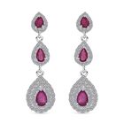 Afrikanische Rubin (Fissure gefüllt) Ohrringe 925 Silber rhodiniert ca. 2.68 ct