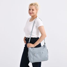 Crossbody-Tasche mit mehreren Reißverschlusstaschen, 31x13x28 cm, Blau