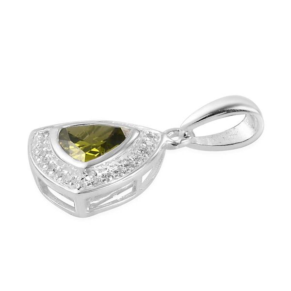 LUSTRO STELLA - Wei&szlig;er und Peridot farbener Zirkonia-Anh&auml;nger, 925 Silber ca. 1,46 ct image number 4