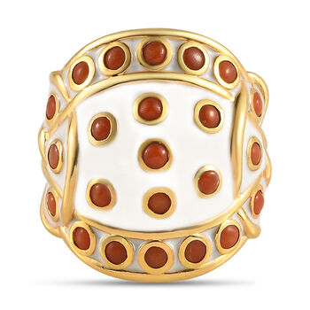 Koralle Ring 925 Silber vergoldet (Gr&ouml;&szlig;e 16.00) ca. 1,47 ct