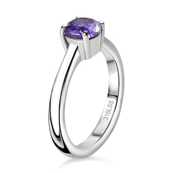 2er Set - Tansanit Zirkonia Anhänger mit Kette und Ring (Größe 18.00), Edelstahl image number 6