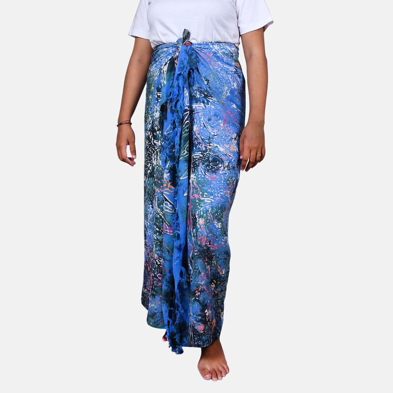 Bedruckter Balinesischer Sarong, Blau image number 0