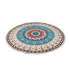 Handgewebter Teppich aus 100 % Baumwolle, 150 cm Durchmesser, Mandala Türkis image number 2