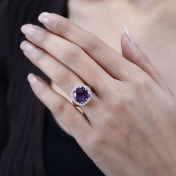 AAA Rose De France Amethyst und Zirkon Ring - 7,12 ct.