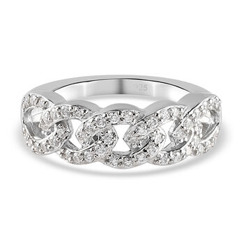 88 Facetten Moissanit Ring 925 Silber platiniert (Gr&ouml;&szlig;e 16.00) ca. 0,38 ct