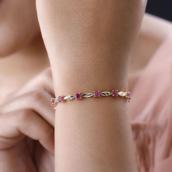 Afrikanischer Rubin (Fissure gefüllt) Armband ca. 19 cm 925 Silber vergoldet ca. 6.45 ct image number 3