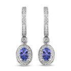 Tansanit und Zirkon-Ohrringe, 925 Silber platiniert ca. 1,51 ct