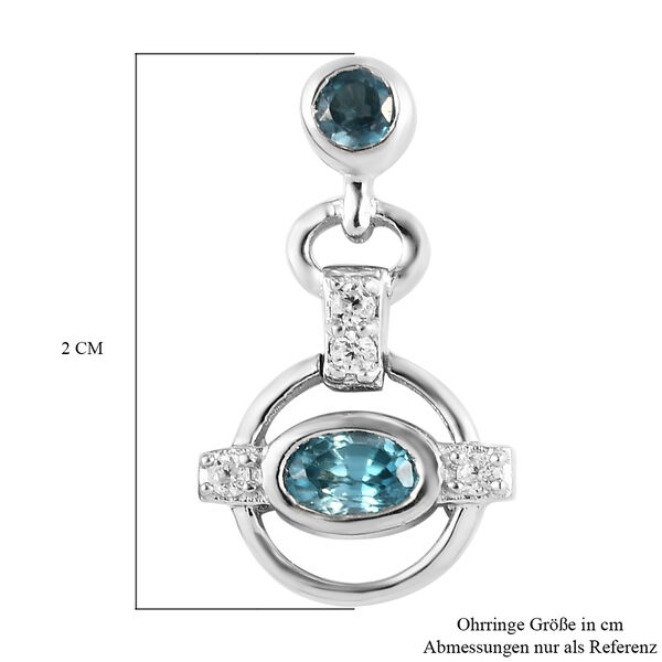 Kambodschanischer blauer und Wei&szlig;er Zirkon Ohrh&auml;nger 925 Silber platiniert&nbsp; image number 5