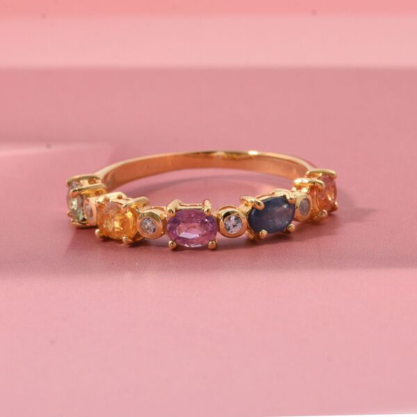 D'Joy AA Mehrfarbiger Saphir, Blauer Saphir Ring 925 Silber vergoldet (Gr&ouml;&szlig;e 20.00) ca. 1.26 ct image number 1