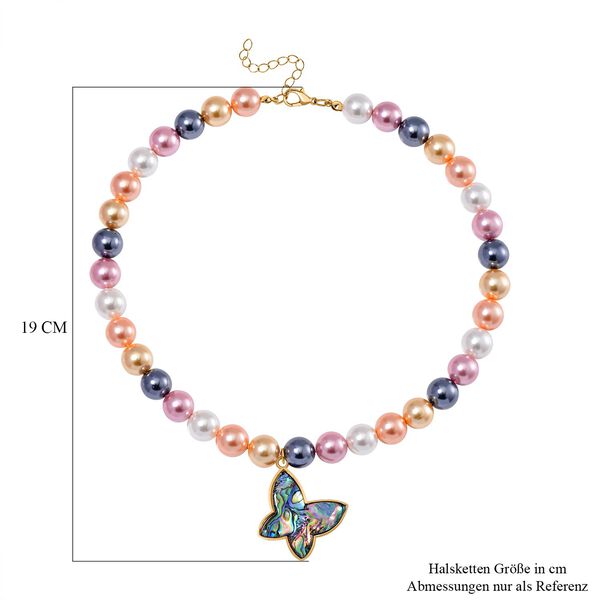 Mehrfarbige Muschelkernperlen und Abalone Muschel Halskette, 45 cm - 330 ct. image number 5