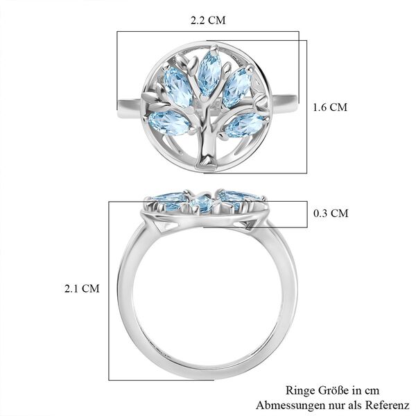 Himmelblauer Topas Ring 925 Silber platiniert (Größe 17.00) ca. 1,00 ct image number 7