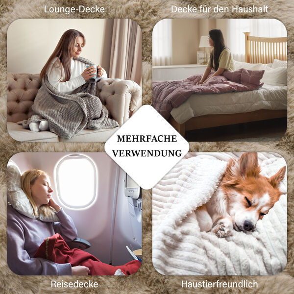 Serenity Night: Superweiche doppellagige Decke, luxuri&ouml;ses Kunstfell mit Mikropl&uuml;schfutter, 150 x 200 cm, Elfenbeinfarben image number 5