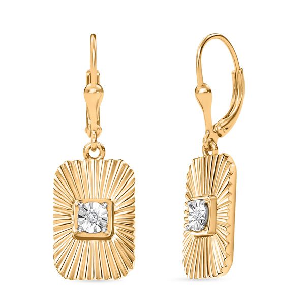 3er Set - D'Joy Wei&szlig;er Diamant Ohrringe, Ring und Anh&auml;nger 925 Silber Gelbes Gold (Gr&ouml;&szlig;e 20) image number 8