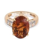 Madira Citrine und Zirkon Solitär Ring 925 Silber 585 Vergoldet (Größe 16.00) ca. 4,99 ct