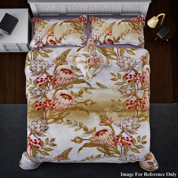 3er-Set: Bettbezug und 2mal Kissenbezüge, Blattmuster und Blumenmuster image number 2