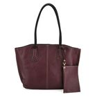 2er-Set Echtleder-Shopper, stilvolle Handtaschen mit passendem Reißverschluss-Etui, Bordeaux