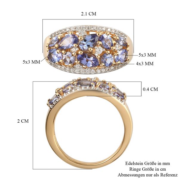 Tansanit und Zirkon Cluster Ring 925 Silber Gelbgold Vermeil image number 7