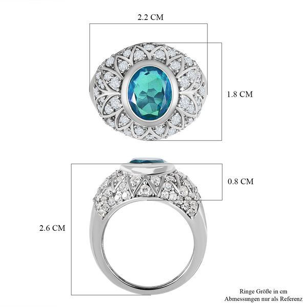 Paraiba Pfau Triplett Quarz und Zirkon Ring - 5,13 ct. image number 6