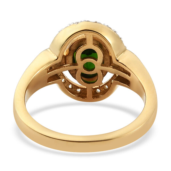 Natürlicher Chromdiopsid und Zirkon Ring 925 Silber vergoldet  ca. 1,18 ct image number 6