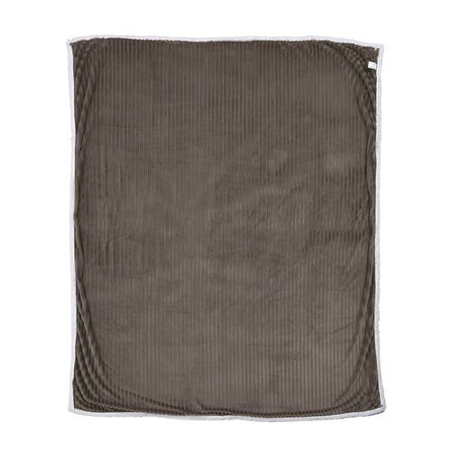 Ripp-Flanelldecke mit Sherpa-Rückseite, Grau image number 1