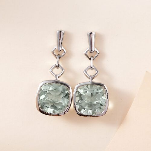 Prasiolith Ohrringe, 925 Silber platiniert ca. 7.57 ct image number 1