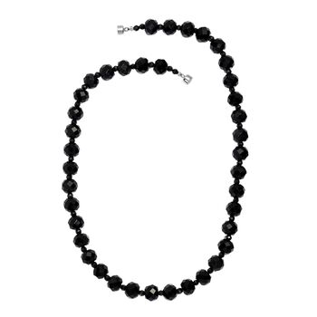 Schwarze Glasachat und schwarze Spinell 45cm Halskette - 230 ct.