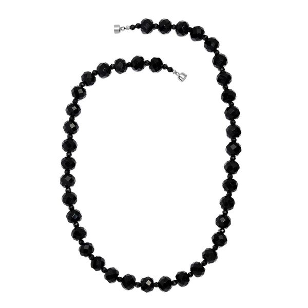 Schwarze Glasachat und schwarze Spinell 45cm Halskette - 230 ct. image number 4