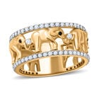 LUSTRO STELLA - weißer Zirkonia Elefant-Ring, 925 Silber Bicolor  ca. 0,83 ct image number 0