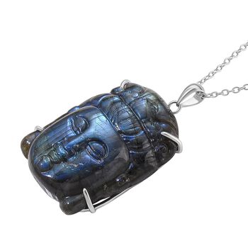 Labradorit Anh&auml;nger mit Kette ca. 50cm, 925 Silber rhodiniert ca. 59.00 ct