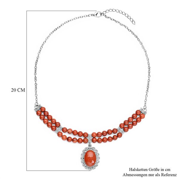 Rote Jaspis Halskette, ca. 45 cm, silberfarben ca. 96.00 ct image number 3