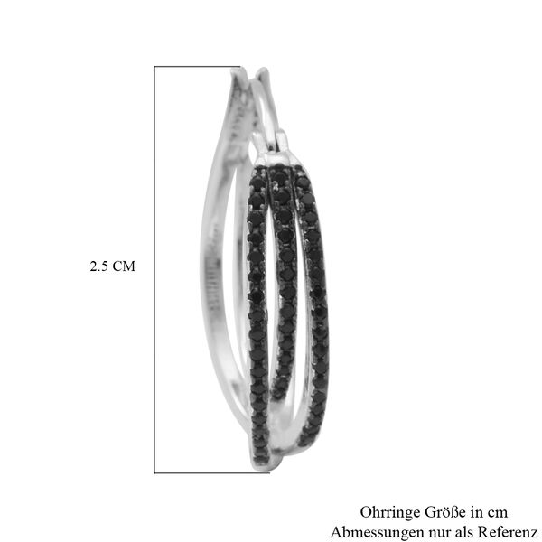 Schwarzer Spinell Creolen 925 Silber rhodiniert ca. 0,96 ct image number 4