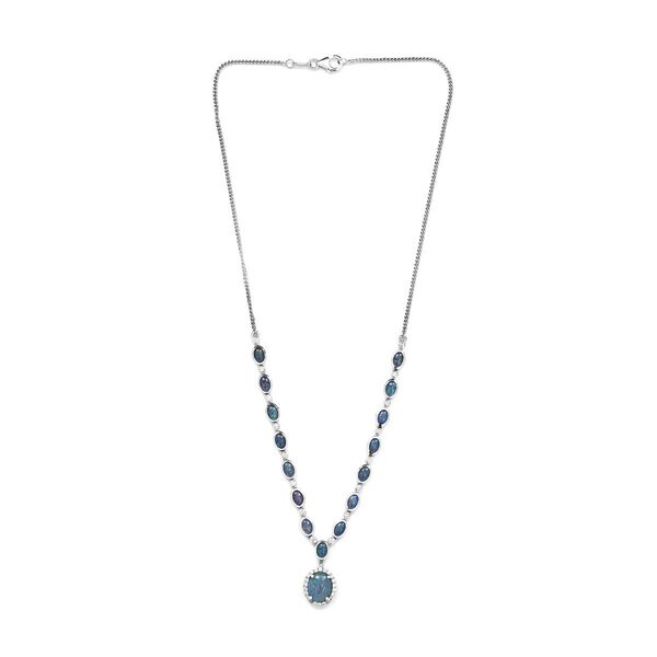 Boulder Opal Triplette Halskette ca. 45 cm 925 Silber platiniert ca. 8.46 ct image number 4