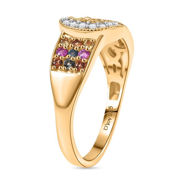 D'Joy AA Mehrfarbiger Saphir Ring 925 Silber 750 Gelbgold Vermeil (Gr&ouml;&szlig;e 18.00) ca. 1.08 ct image number 5