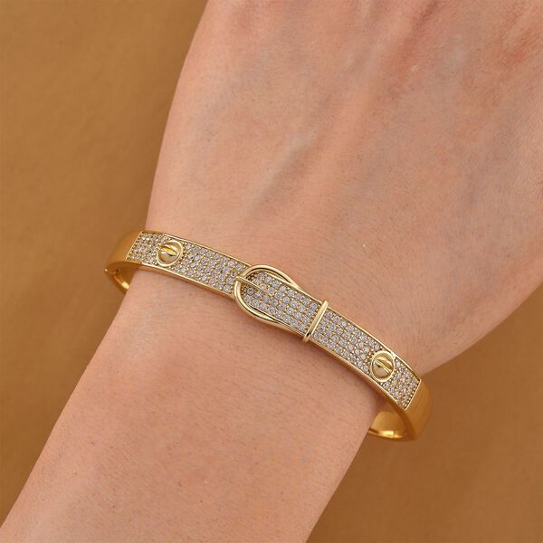 Weißer Zirkonia Armreif ca. 19 cm Nickelfreies Messing Standard image number 2