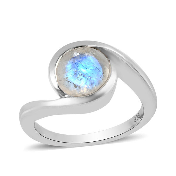 Premium Regenbogen Mondstein Solit&auml;r Ring 925 Silber platiniert  ca. 1,81 ct image number 4