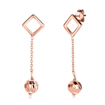 Geometrische runde Tropfen Ohrh&auml;nger, 925 Silber ros&eacute;vergoldet