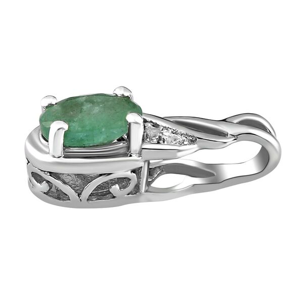 2er-Set-Kagem sambischer Smaragd-Anh&auml;nger und Ring, 925 Silber platiniert, 0,90 ct. image number 8