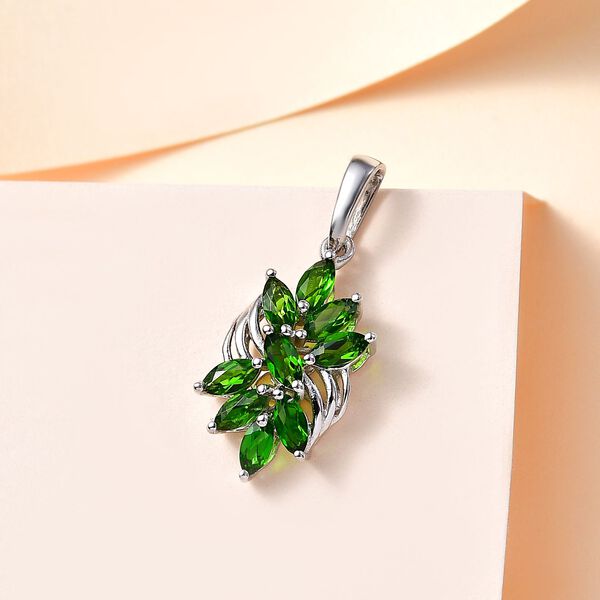 Nat&uuml;rlicher Chromdiopsid Anh&auml;nger 925 Silber rhodiniert ca. 1.51 ct image number 2