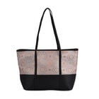 Schultertasche modischem Print, große Kapazität, mit Reißverschluss und Innentasche, 48x29x14 cm, Polyester mit PU-Leder, Blau mit Blumenmuster
