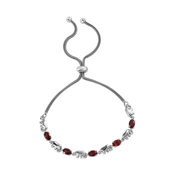 Roter Granat Armband ca. 25.5 cm Reines Messing platiniert ca. 2,83 ct.