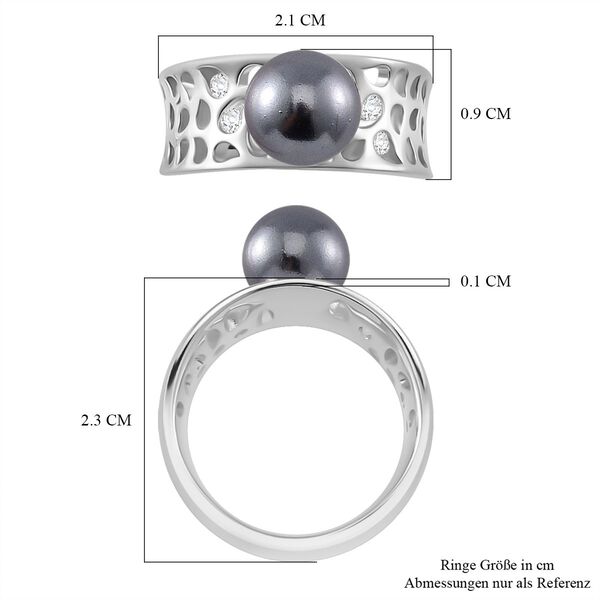 Tahiti Muschelkernperle, Moissanit Ring 925 Silber vergoldet (Gr&ouml;&szlig;e 21.00) image number 5