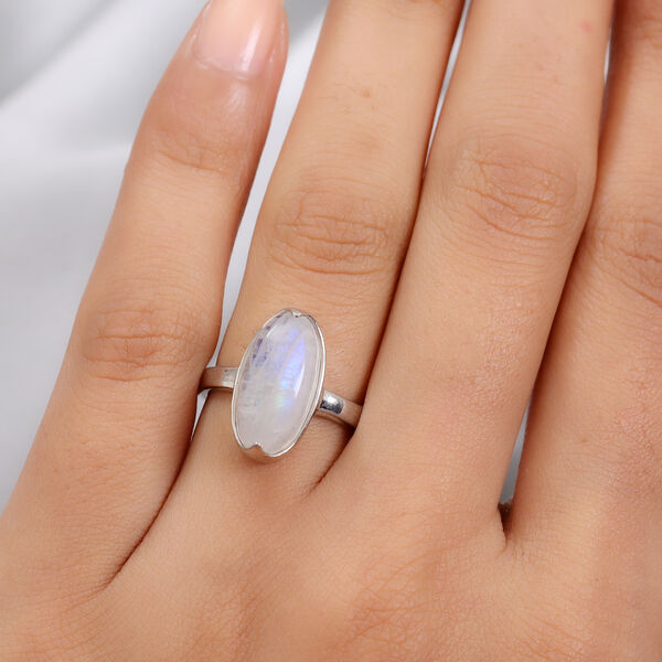 Premium Regenbogen Mondstein Solit&auml;r-Ring, 925 Silber  ca. 6,27 ct image number 3